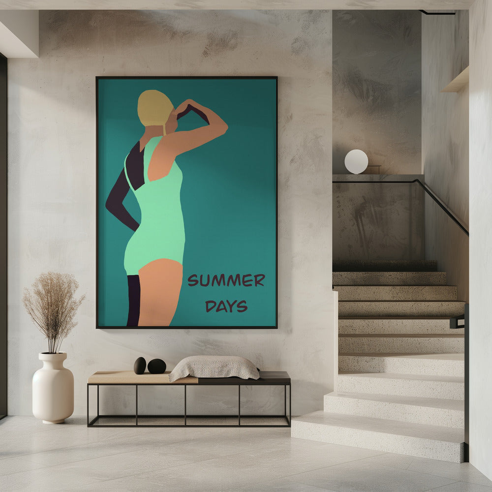 Vintage swimmer poster | Poster
