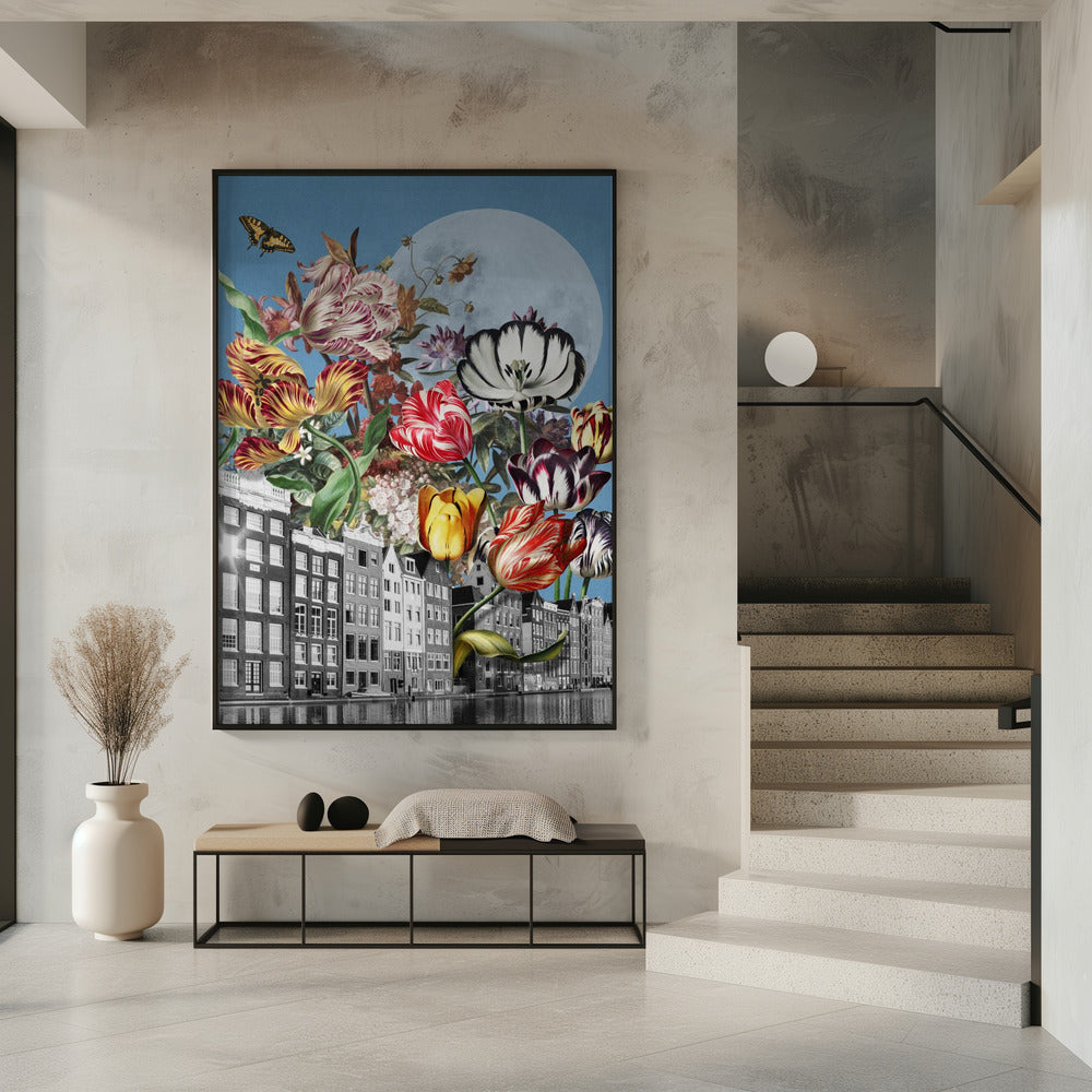 Lebendige Tulpen und komplizierte Schmetterlinge | Poster
