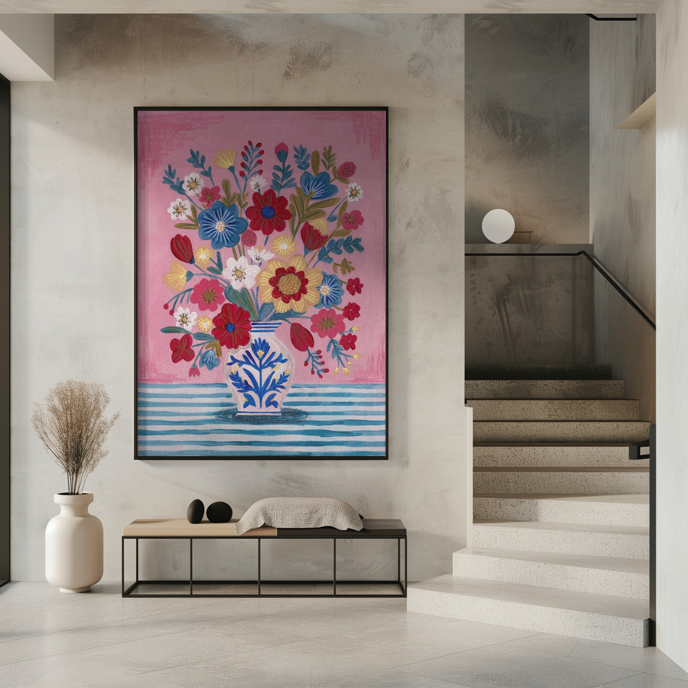 Vase mit üppigem Blumenstillleben | Poster