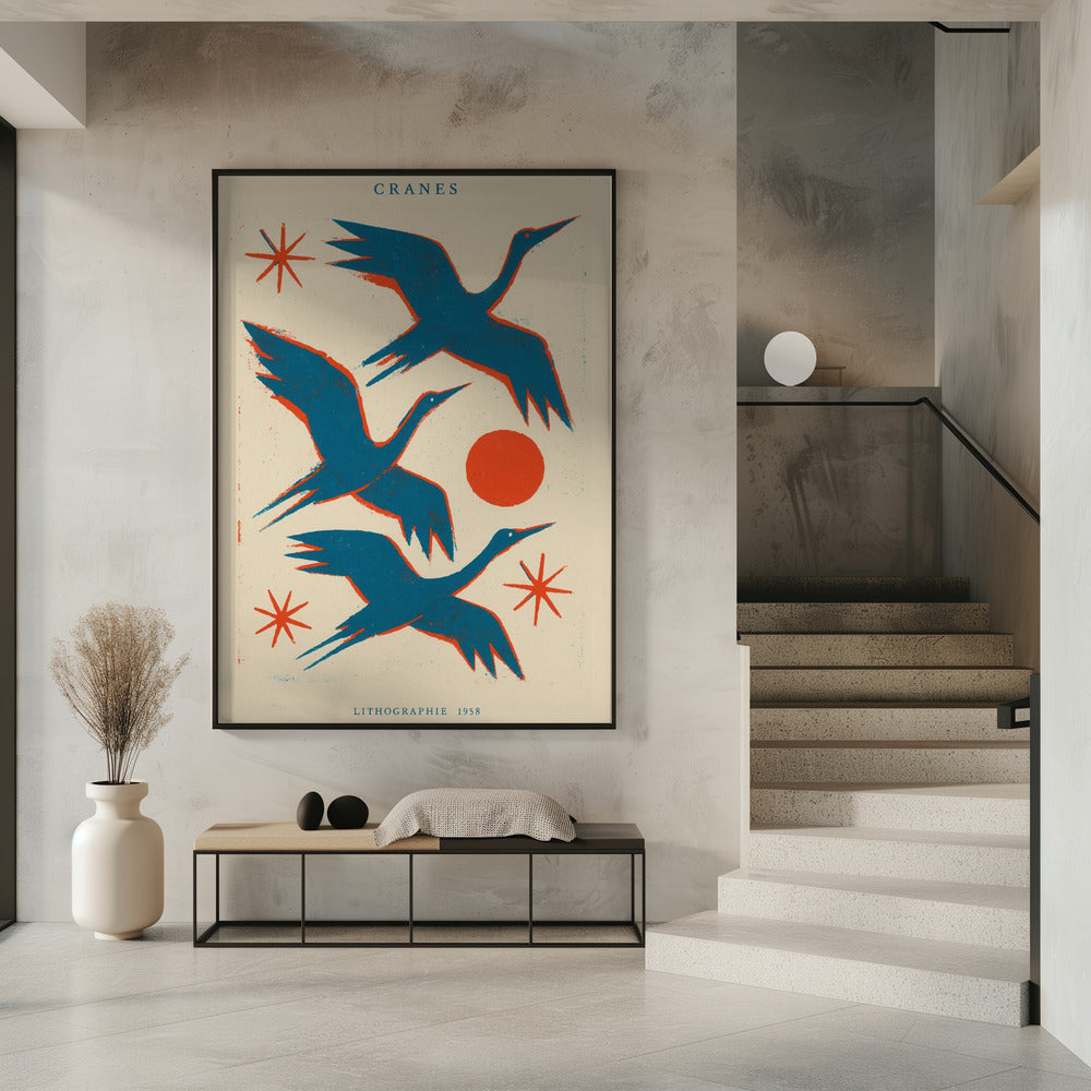 Kraniche Lithographie | Poster