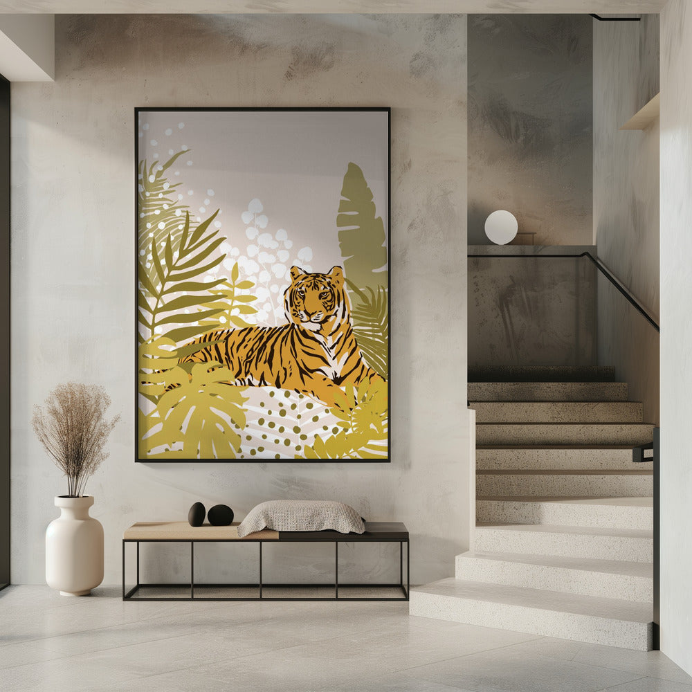 Tiger Laying Down von Cats and Dotz, 76,2 x 106,7 cm, Poster