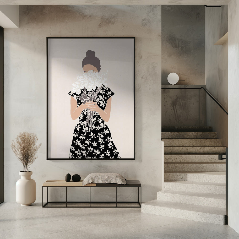 Mädchen mit Blumenstrauß | Poster