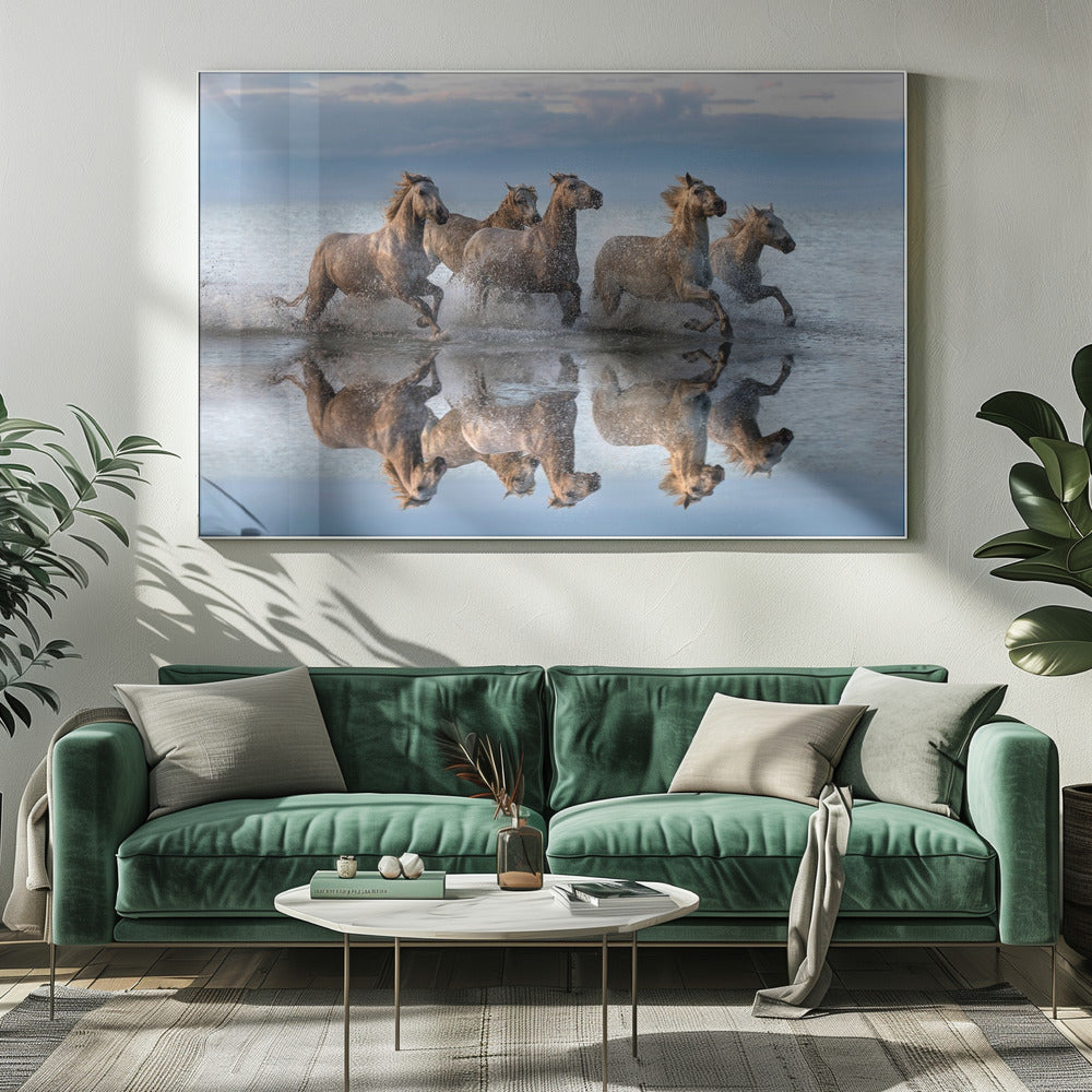 Pferde und Spiegelbild | Leinwand