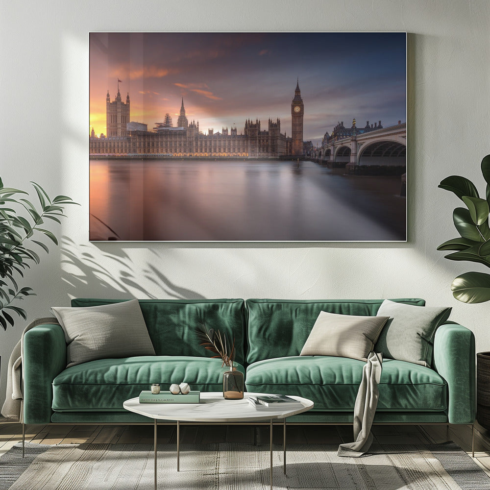 London Palace of Westminster Sonnenuntergang | Leinwand