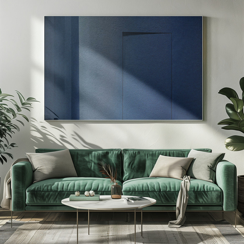 Blauer Minimalismus oder eine Geheimtür | Leinwand