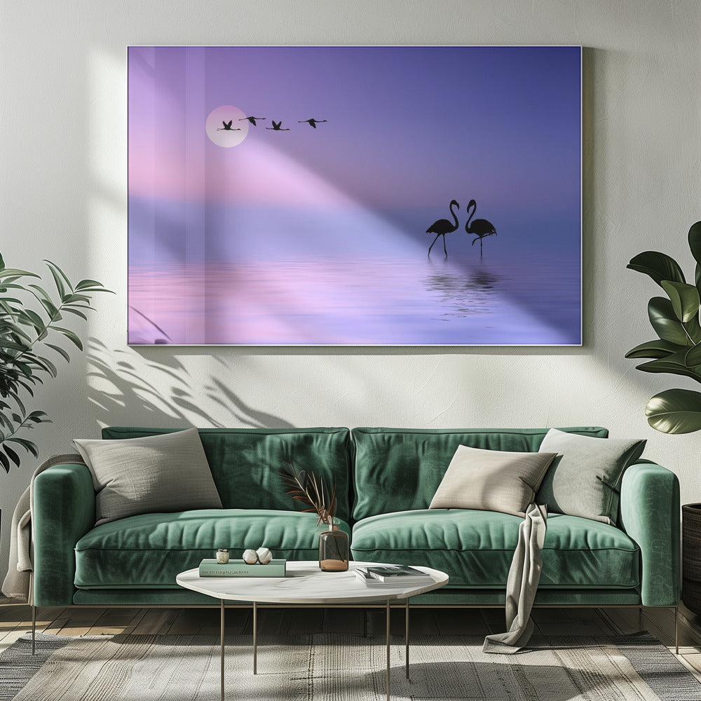 Fliegender Flamingo | Leinwand