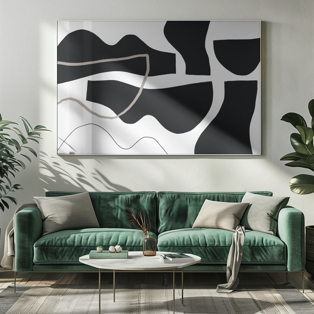 Schwarze Formen auf weißem Hintergrund | Leinwand