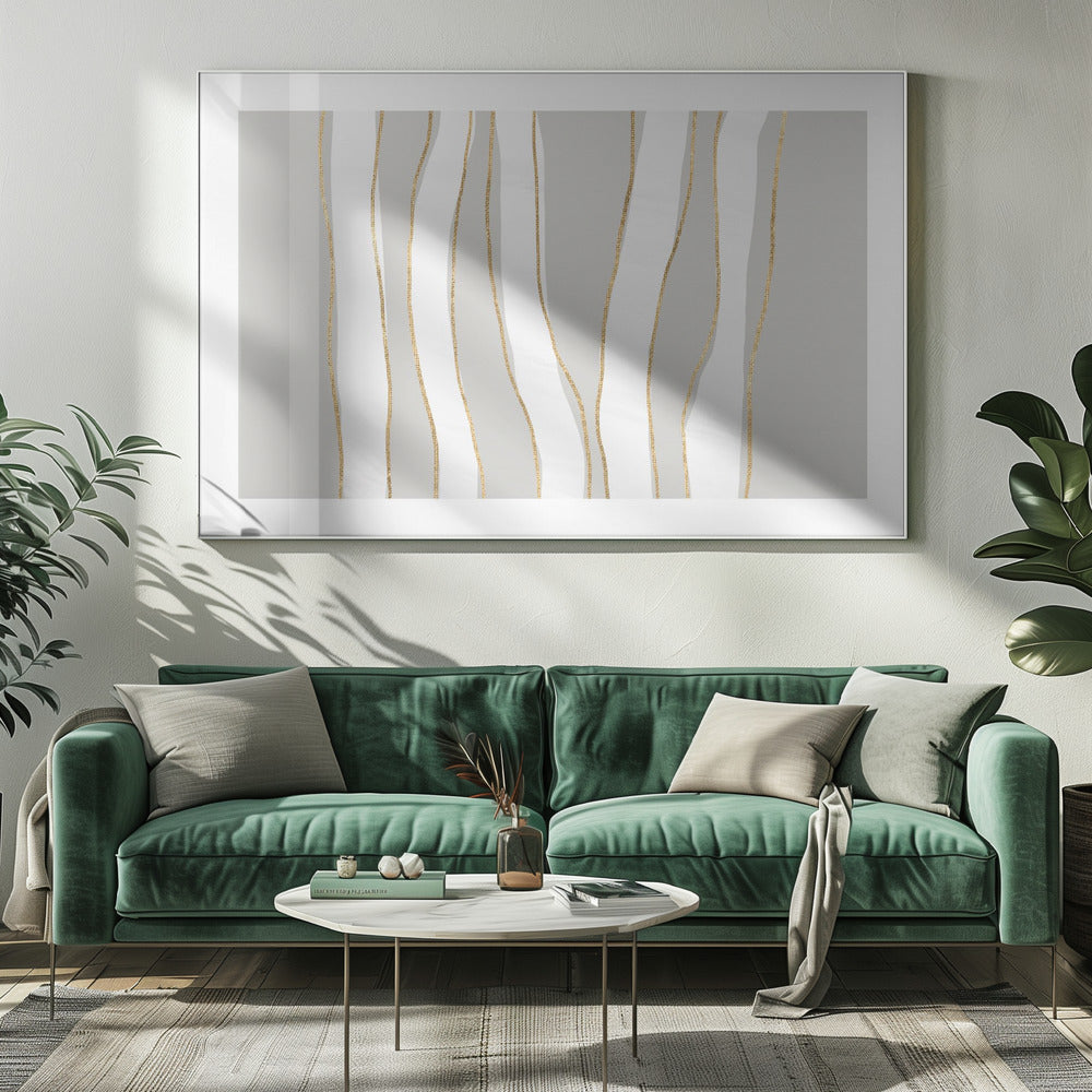 Gold und Weiß Goldene Wellen | Leinwand