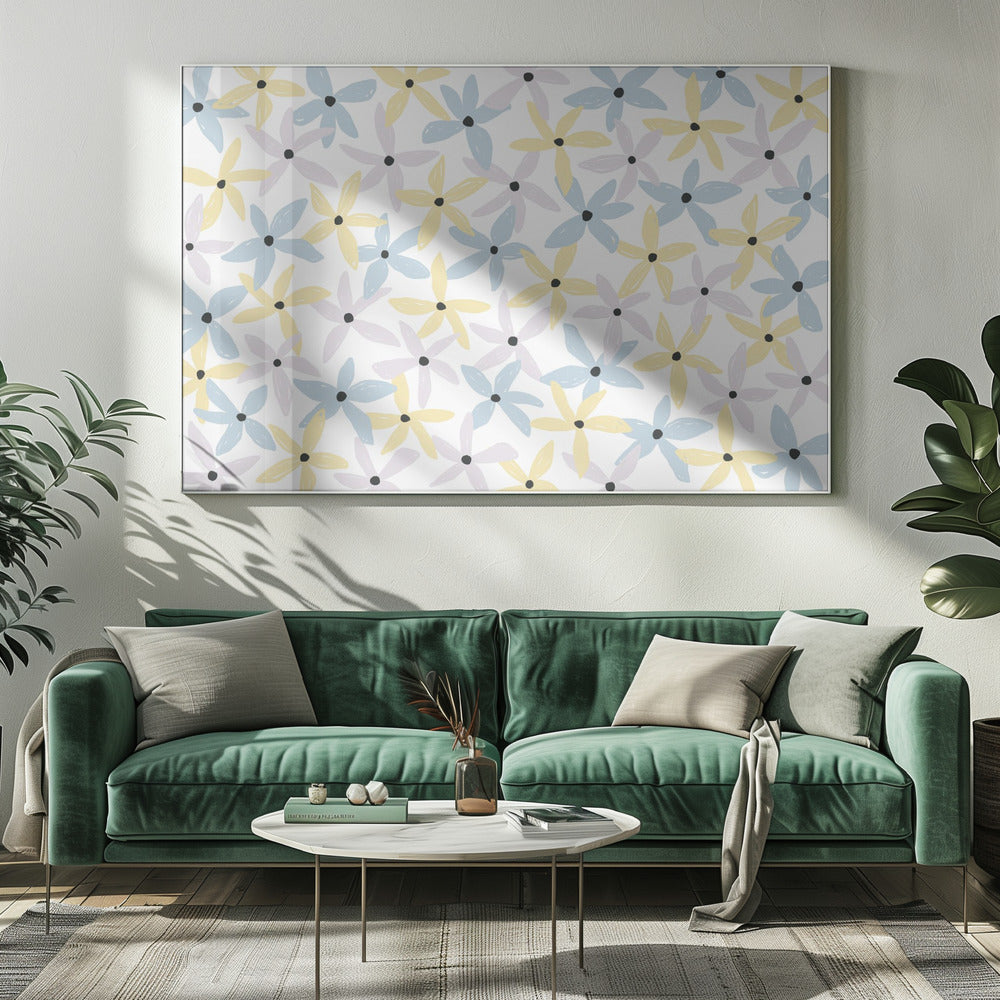 Bunte verspielte Blumen | Leinwand
