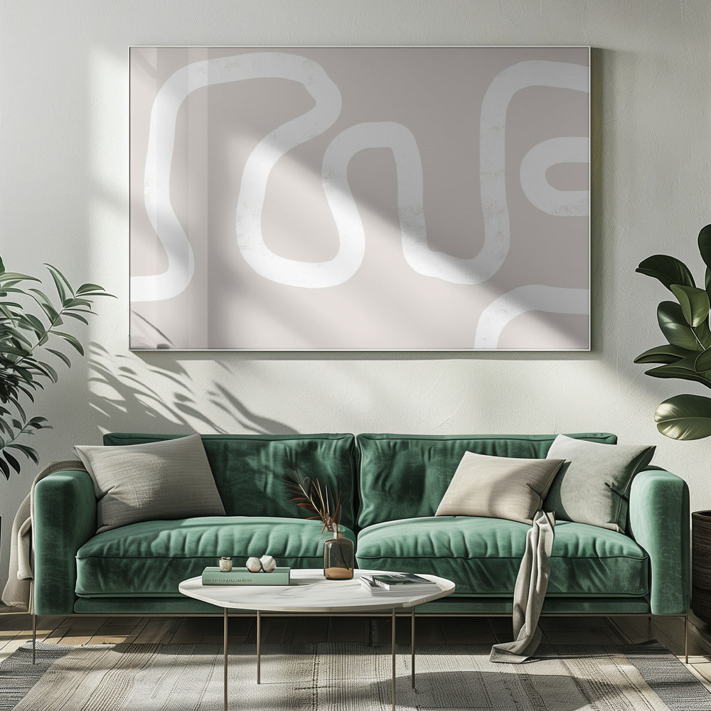 Fluid White Lines On A Beige Background | Canvas