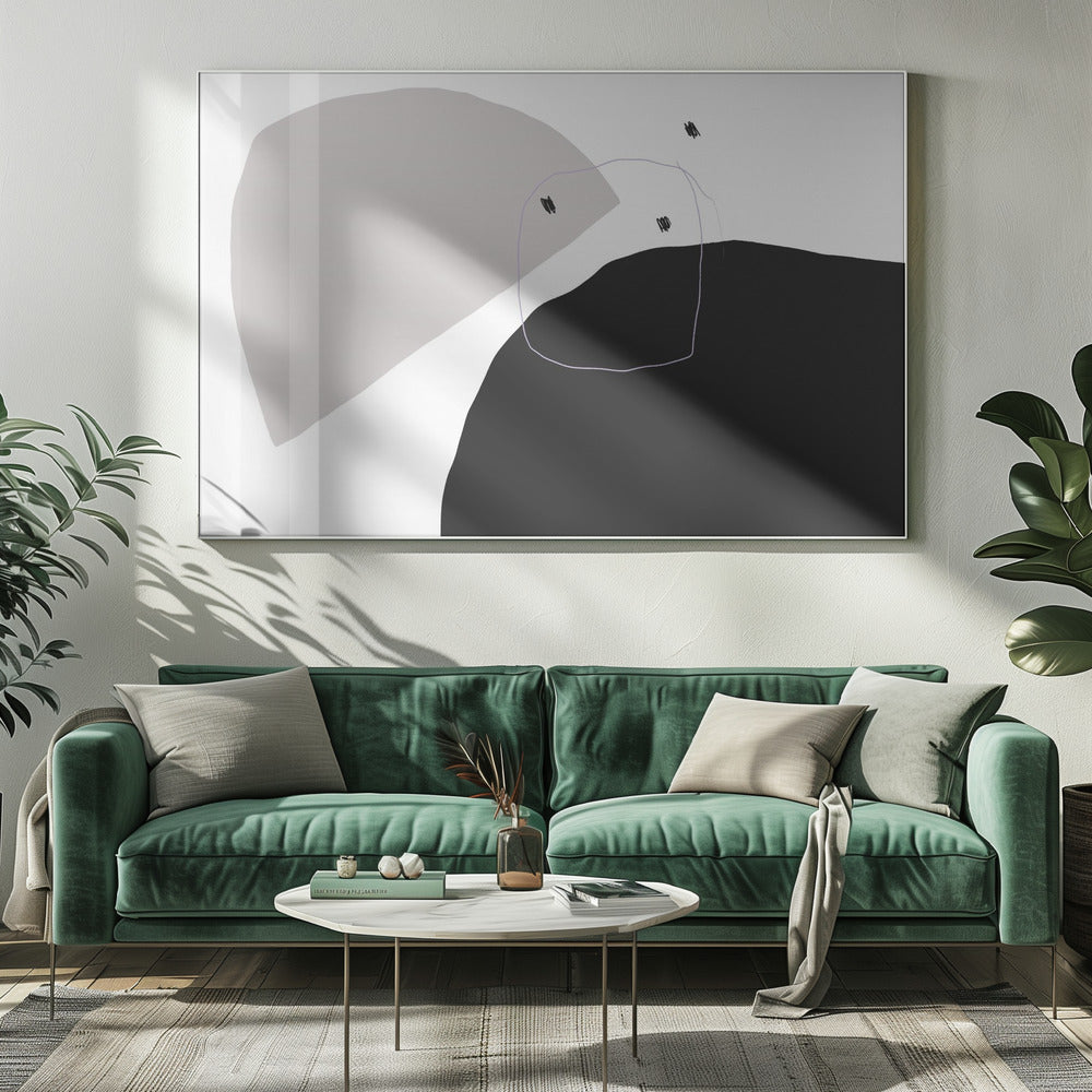 Monochrome schwarze und graue Formen | Leinwand