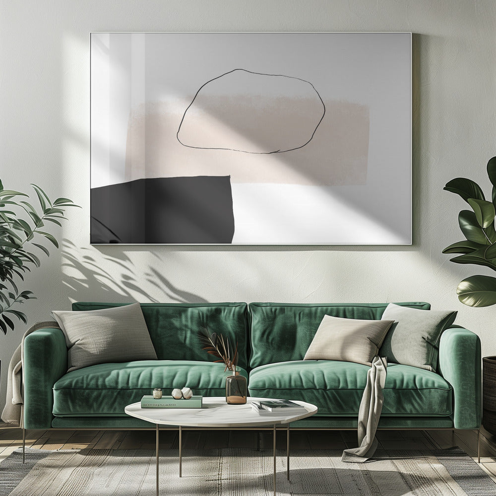 Beige Form und schwarzer Block | Leinwand
