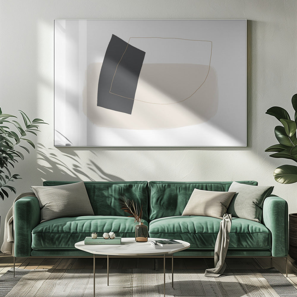 Geometrische Formen und einfache Linien in neutralen Tönen | Leinwand
