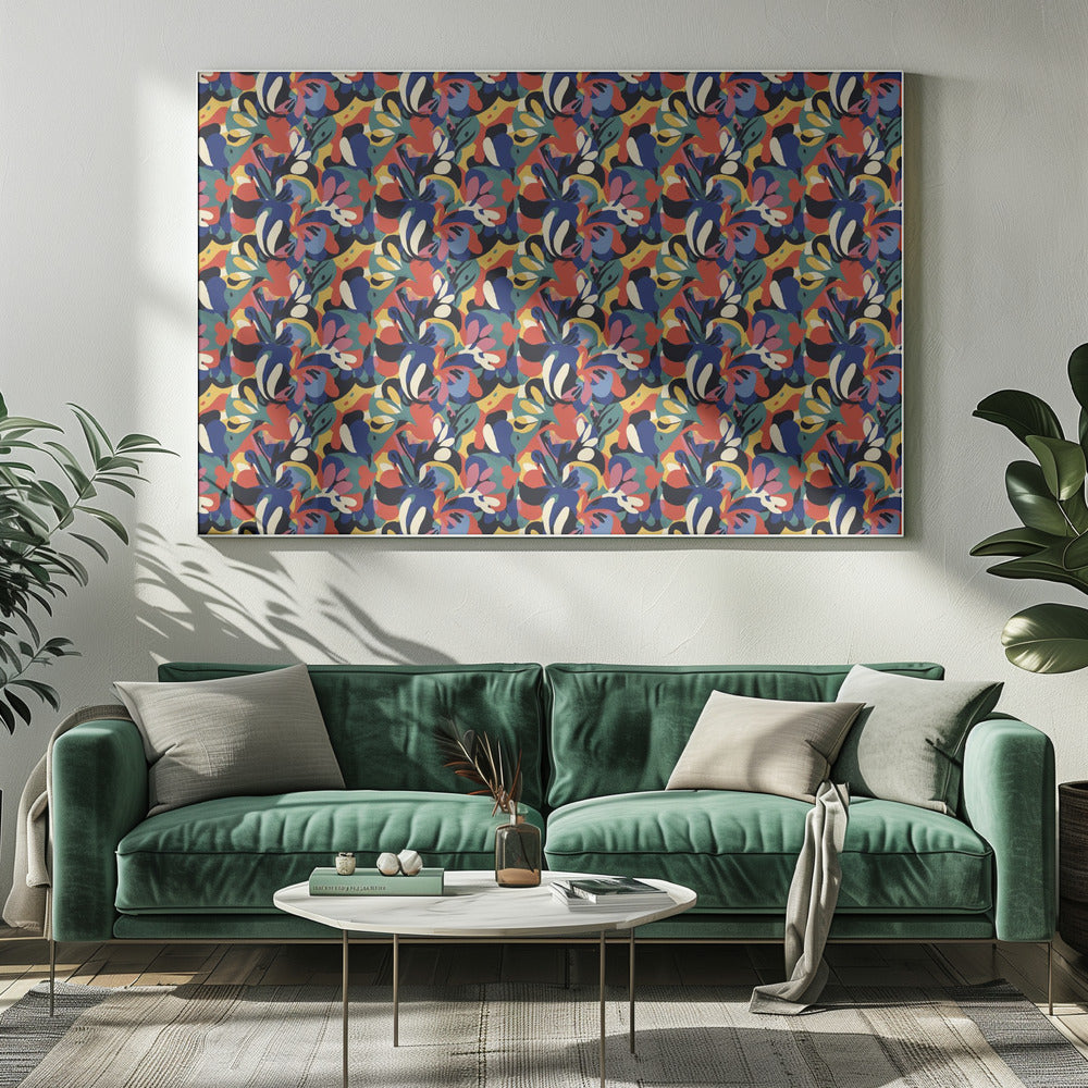 Lebendige Blumenwellen | Leinwand