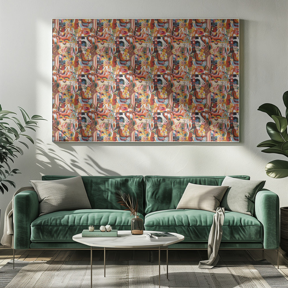 Lebendiger Mosaikfluss | Leinwand