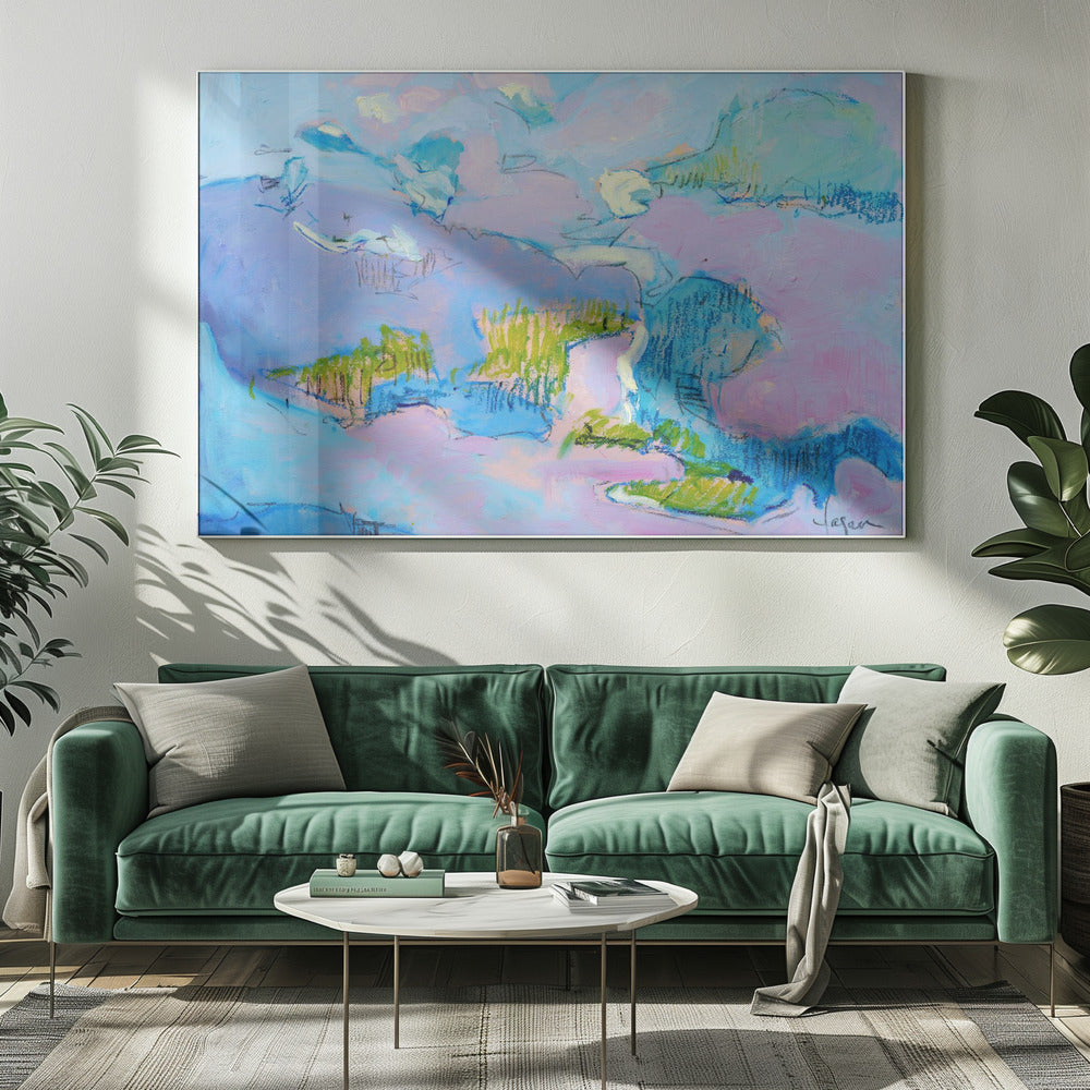 Abstrakte rosa Landschaft | Leinwand