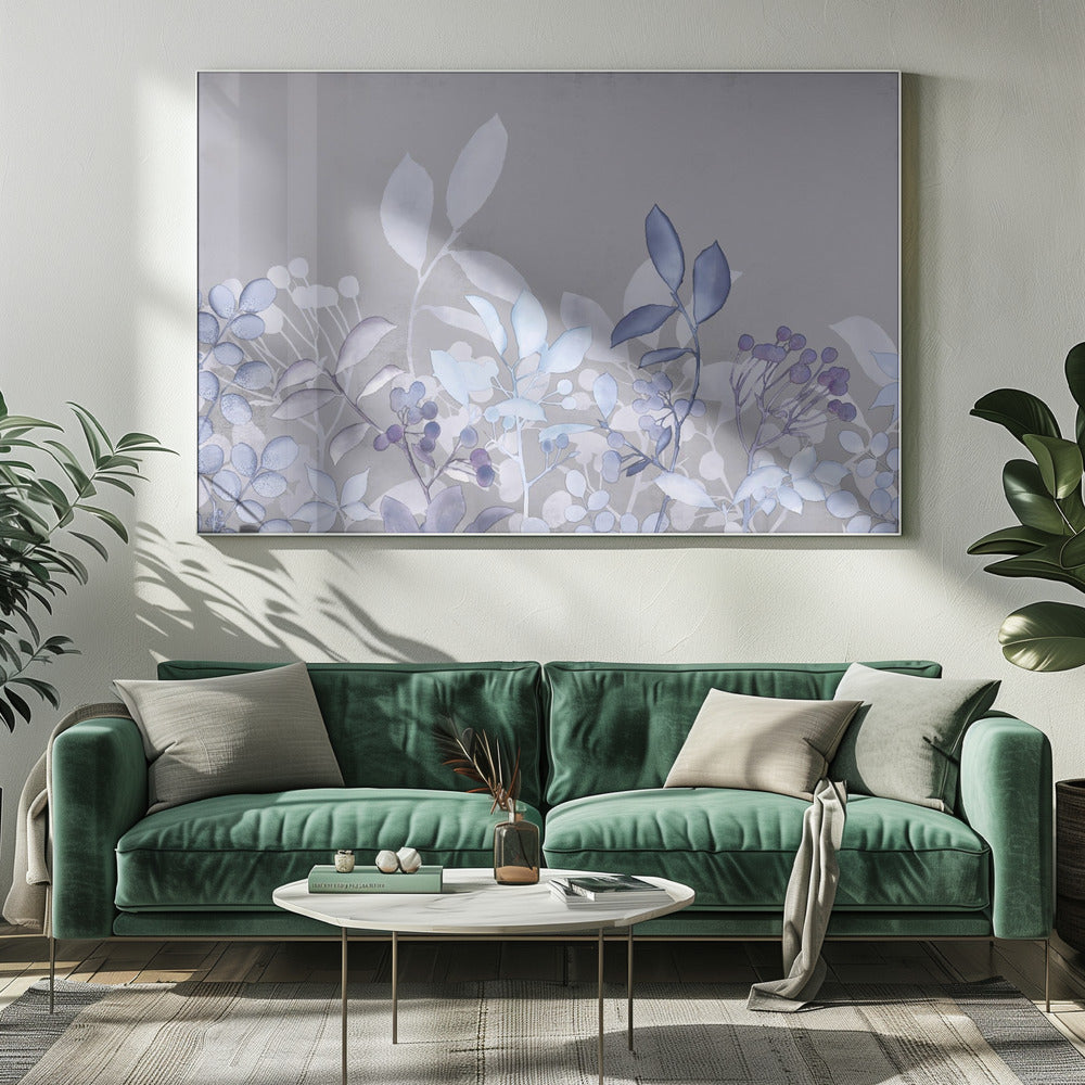 Aquarell Pastell Garten Blau | Leinwand