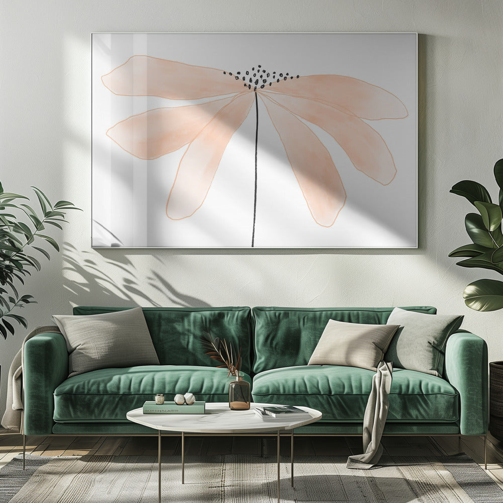 Zarte pfirsichfarbene Blume mit Blütenblättern | Leinwand