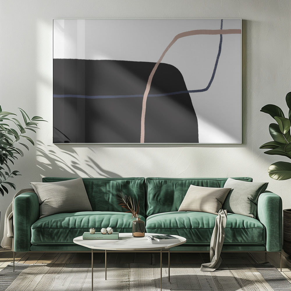 Sich kreuzende Linien und kräftige schwarze Formen | Leinwand