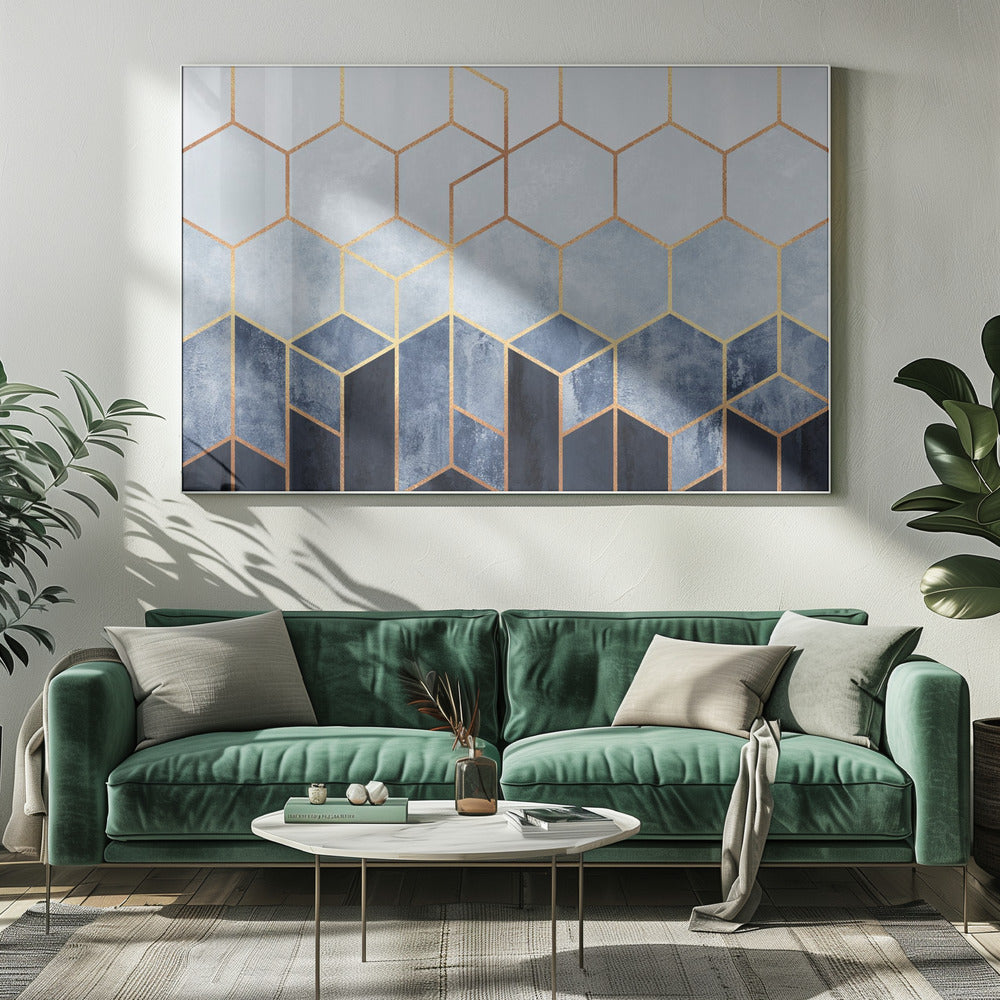 Weiche blaue Sechsecke | Leinwand