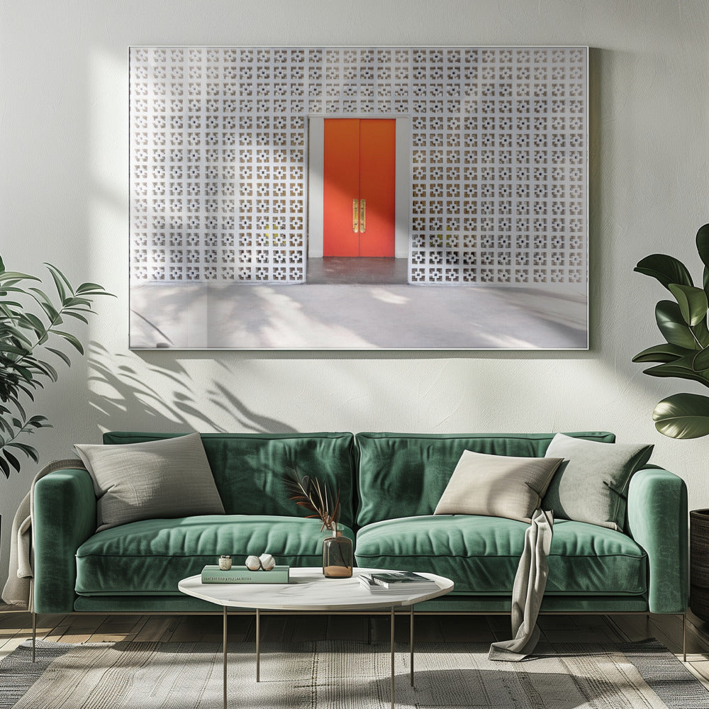 Parker Orange Türen und Breezeblock Wand | Leinwand