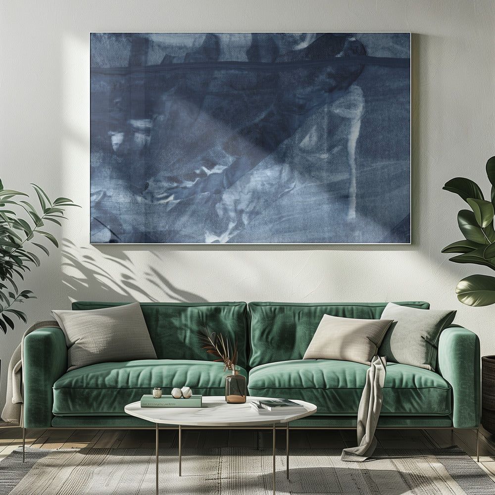 Blue Texture Flowing Vertical Lines | Canvas