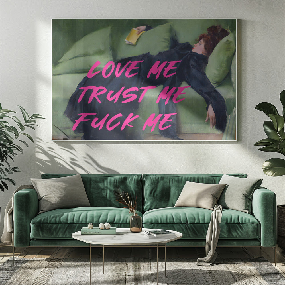 Liebe mich, vertrau mir, fick mich / Pinke Version | Leinwand