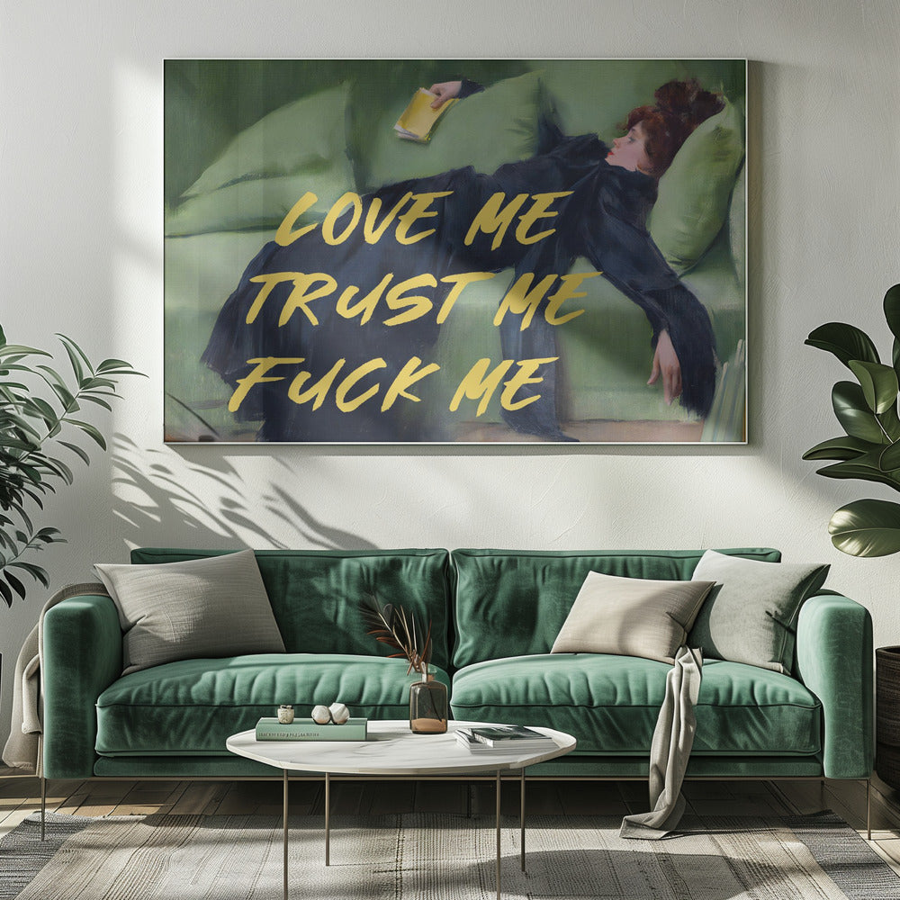Liebe mich, vertrau mir, fick mich / Gelbe Version | Leinwand