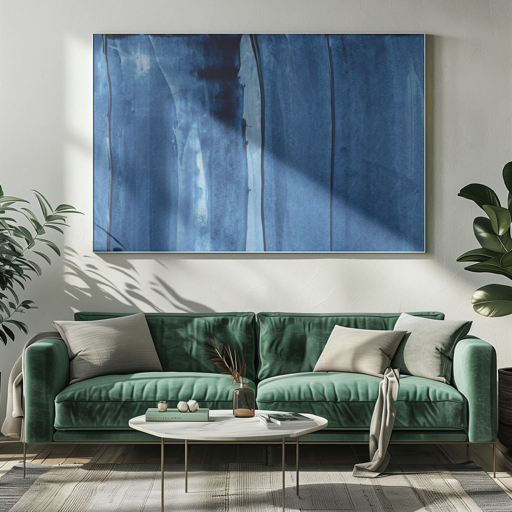 Blue Texture Flowing Vertical Lines | Canvas