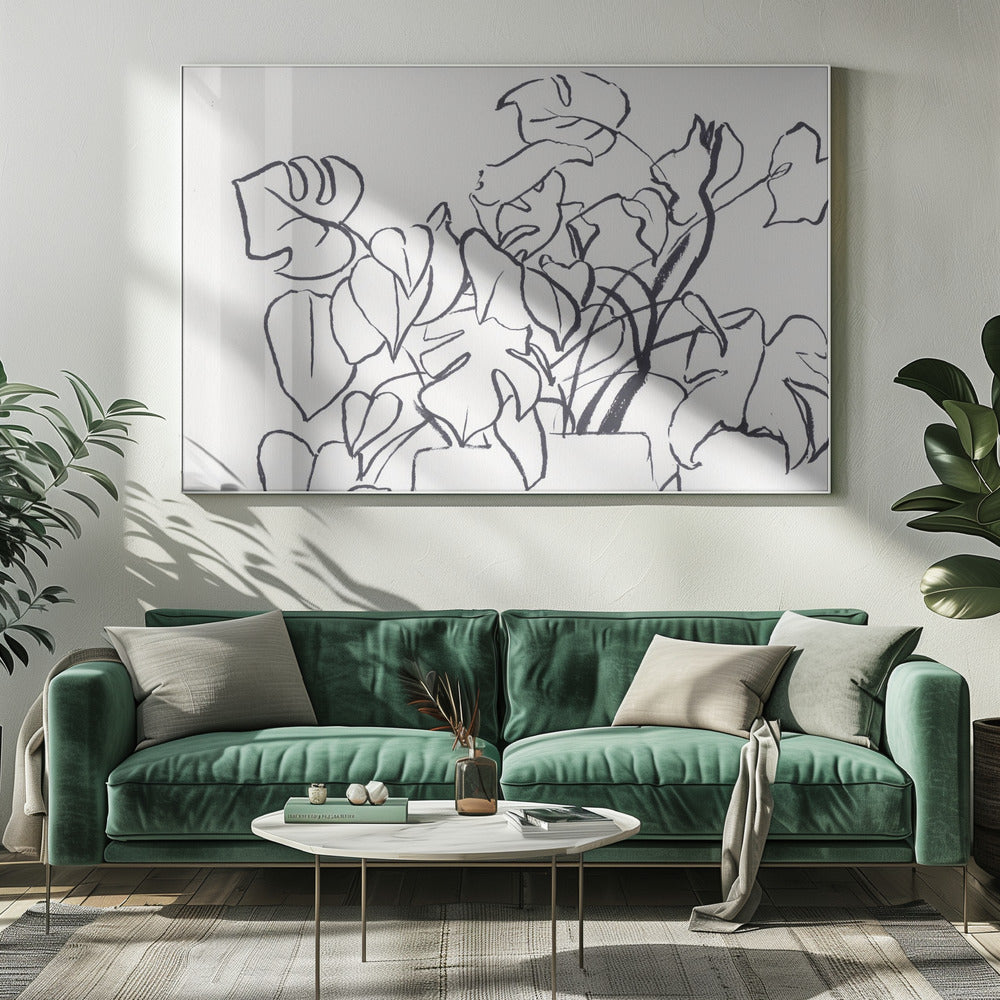 Schwarz-Weiße Monstera Klein | Leinwand