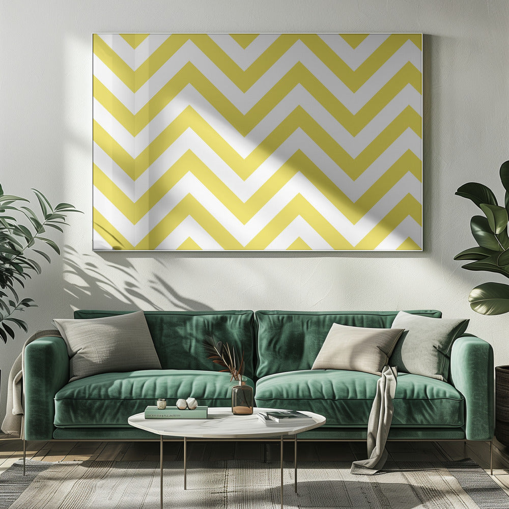 Chevron Gelb und Weiß | Leinwand