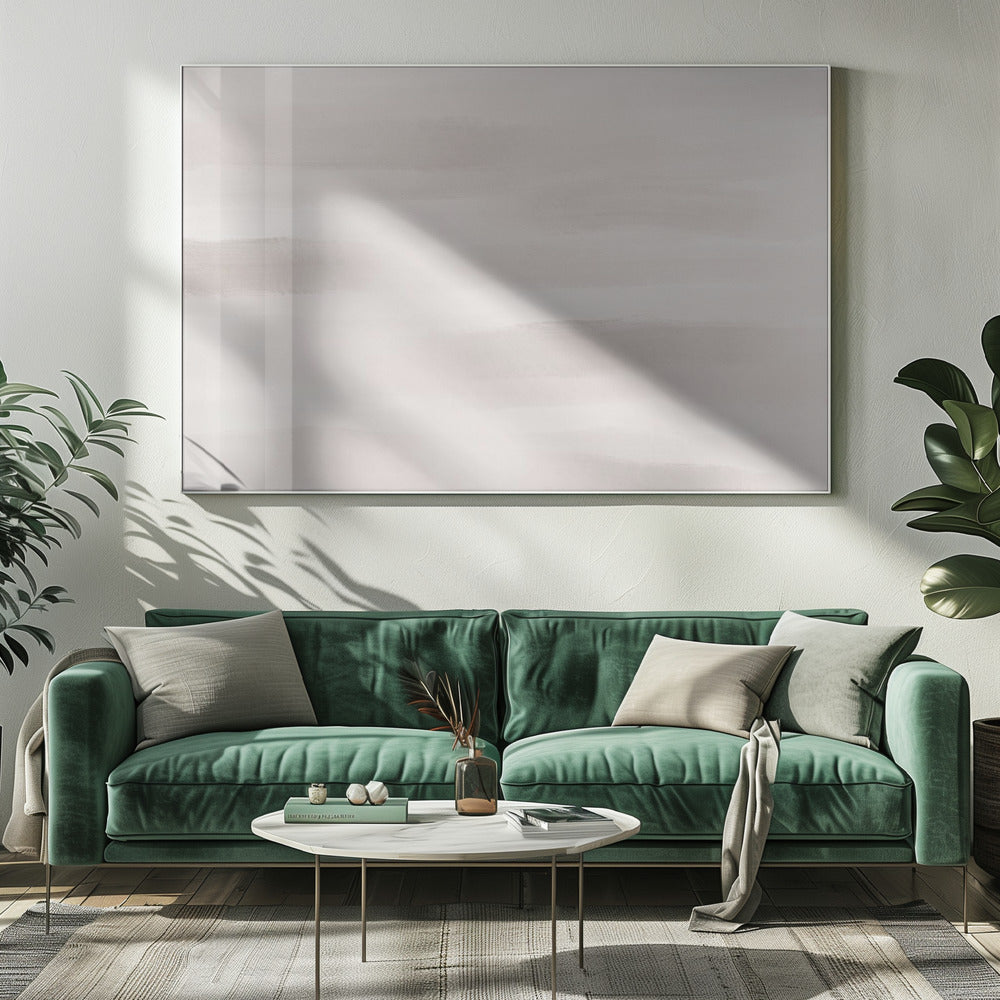 Horizontale Pinselstriche in sanften Beige- und Grautönen | Leinwand