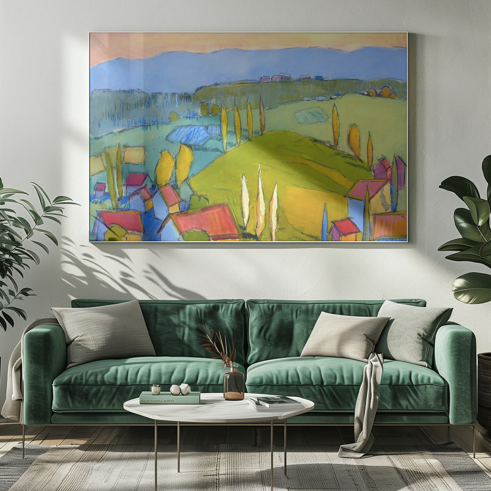 Bunte Hügellandschaft | Leinwand