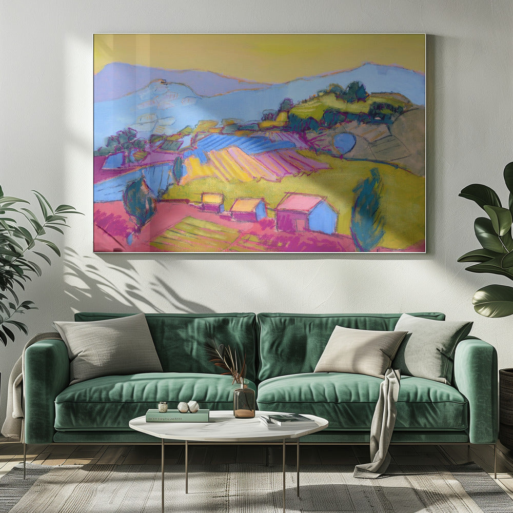 Pastell Hügelblick | Leinwand