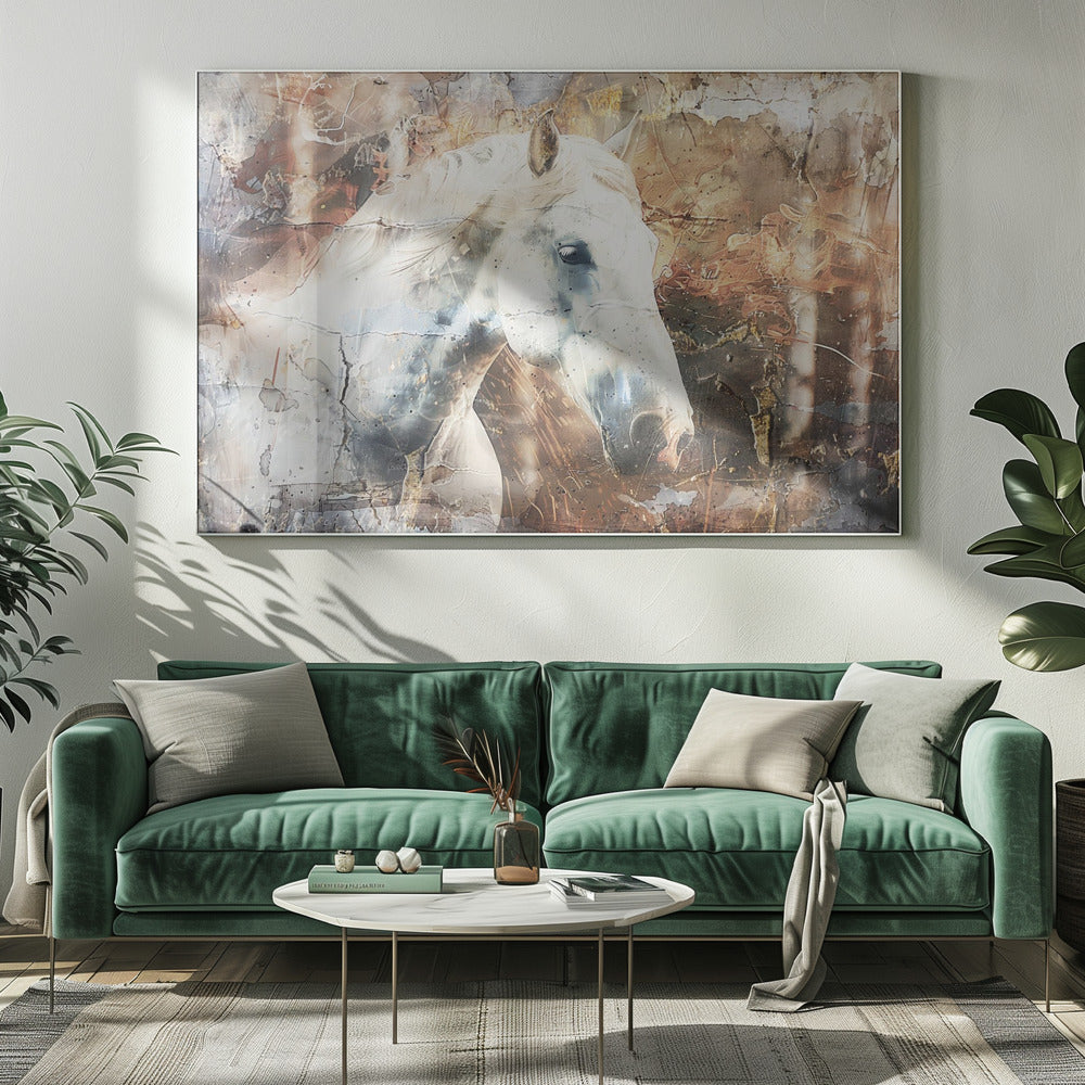 Pferd Tier Vintage Kunst Illustration Wandkunst 05 | Leinwand