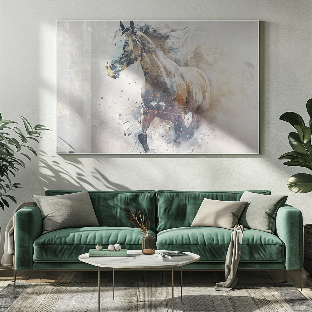 Pferd Tier Vintage Kunst Illustration Wandkunst 09 | Leinwand