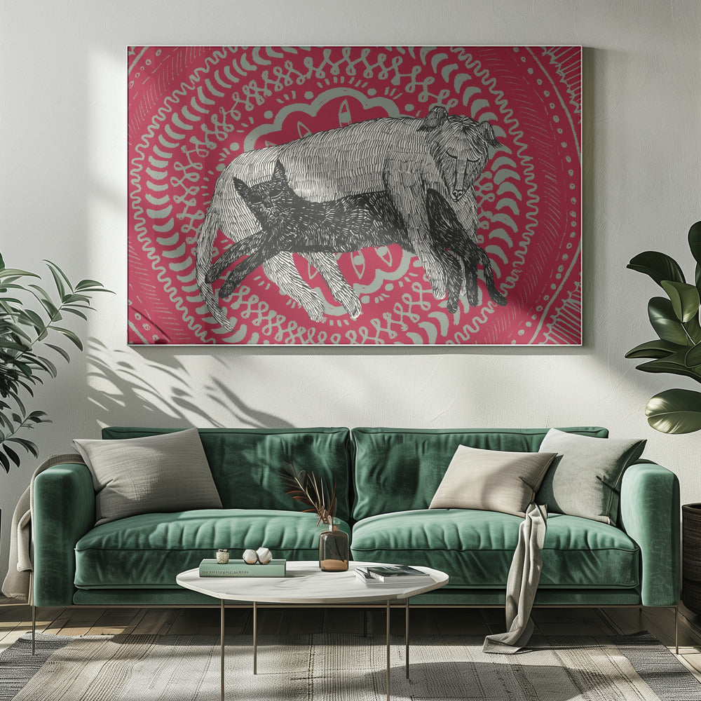 Die Katze und der Hund | Leinwand