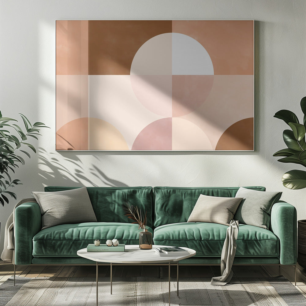 Geometrische Kreise und Quadrate in Erdtönen | Leinwand