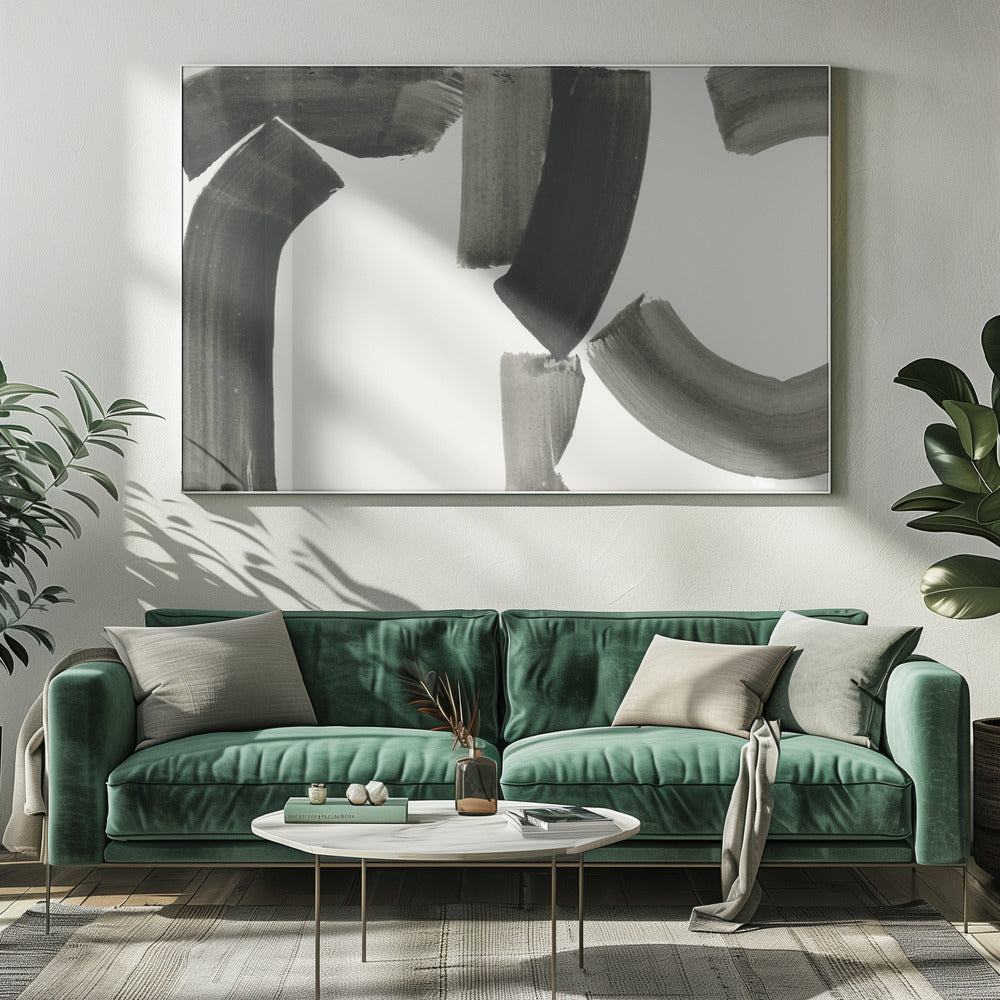 Monochrome Abstract Black Shapes 1 | Canvas