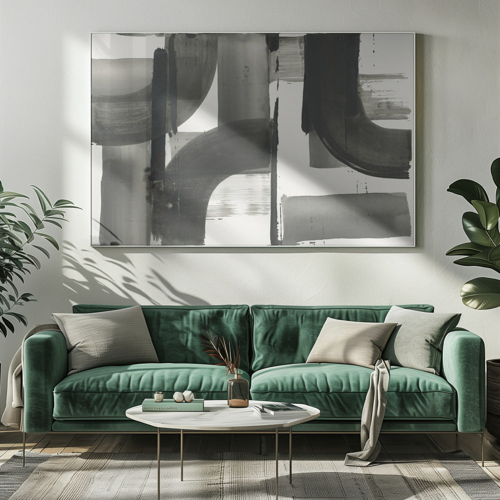 Monochrome Abstract Black Shapes 3 | Canvas