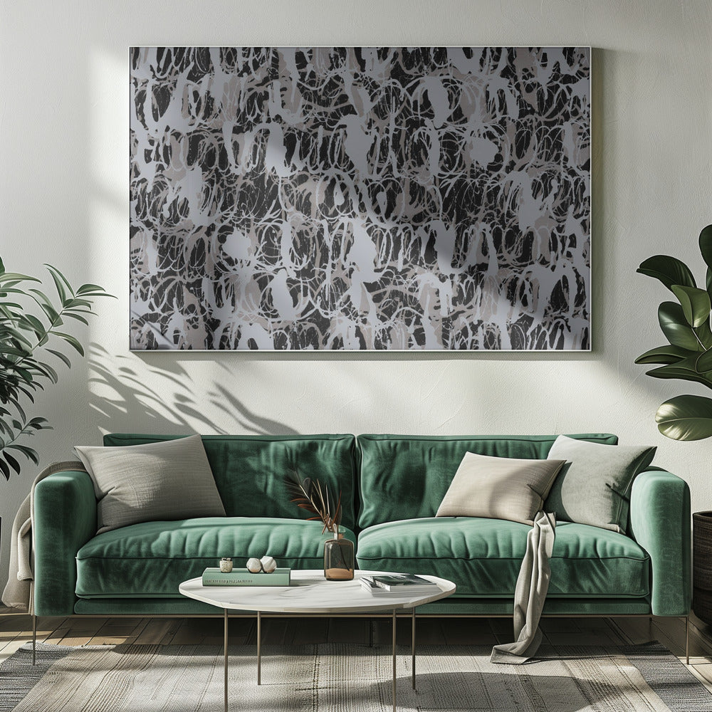 Abstrakte Tintenwirbel Blau Schwarz | Leinwand