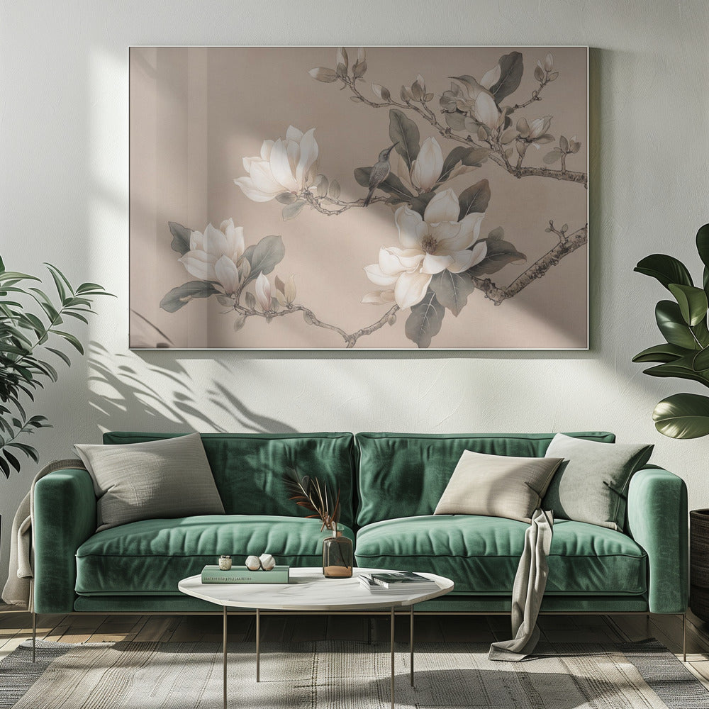 Chinoiserie Magnolienvogel 001 | Leinwand
