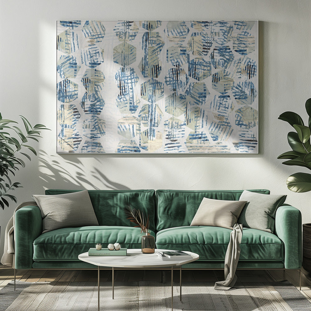 Cornish Blue Hexagons 5 | Leinwand