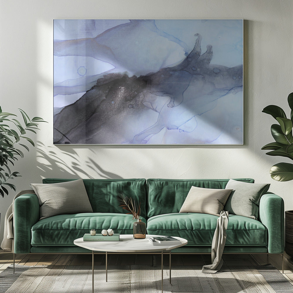 Flüssige blaue und schwarze Tintentexturen | Leinwand
