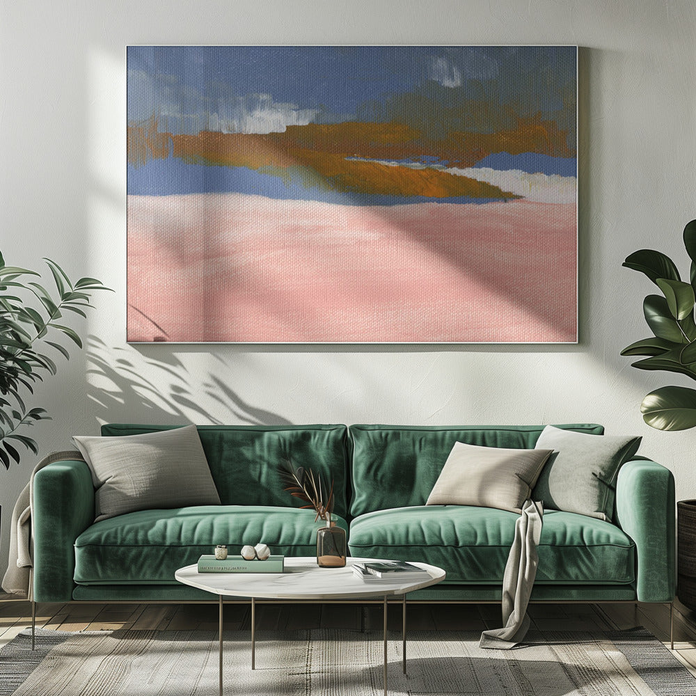 Zartrosa, Blau und Braun | Leinwand