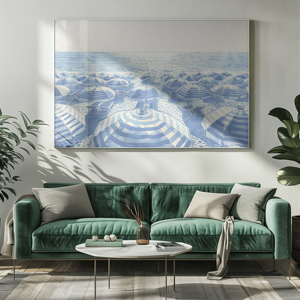 Gestreifte Regenschirme Pergament | Leinwand