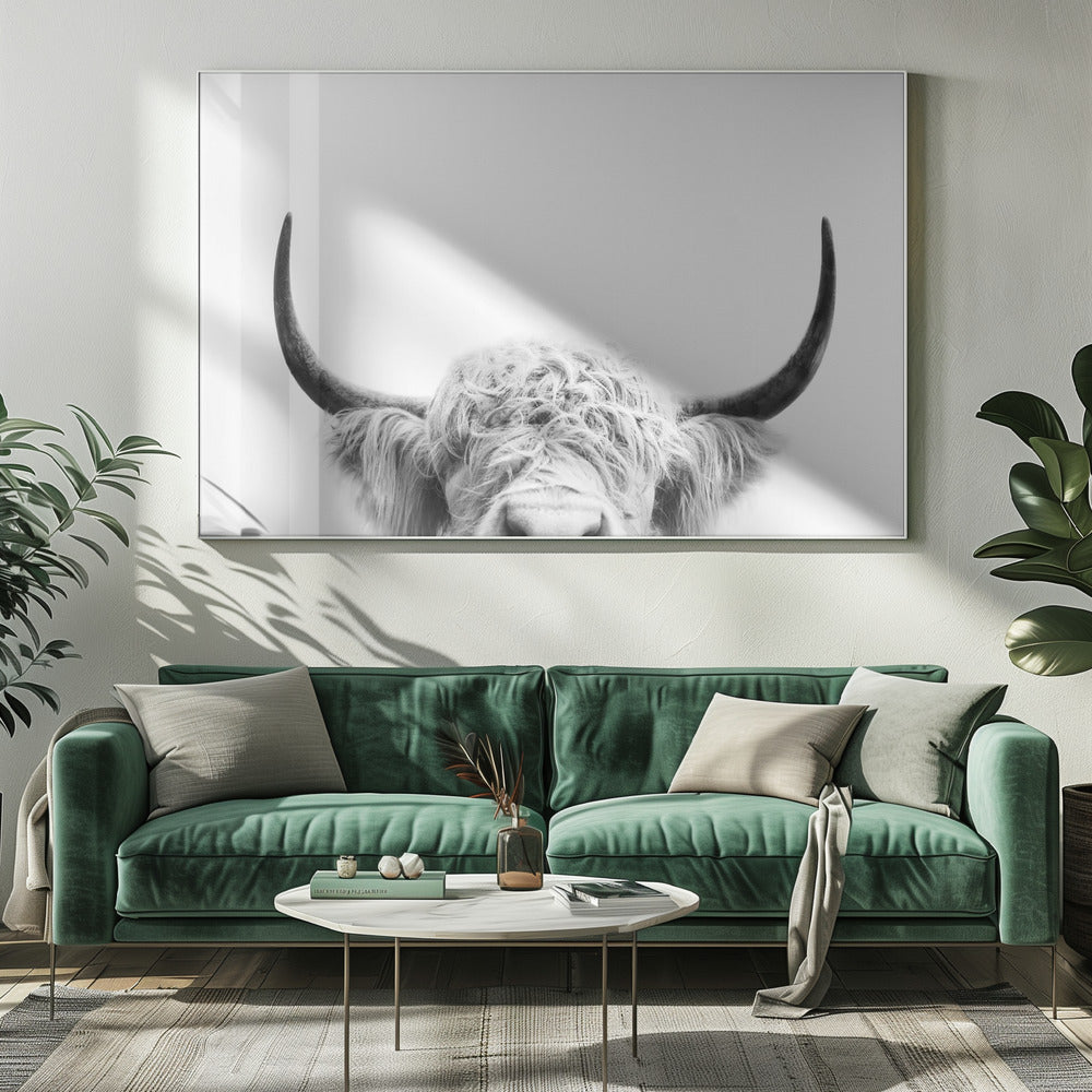 Spähende Kuh SW | Leinwand