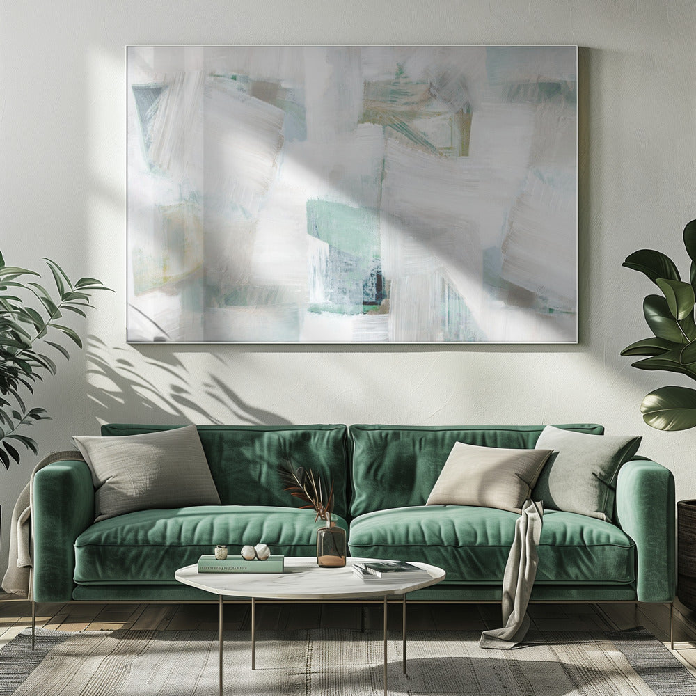 Flüstern von Weiß und Blau | Leinwand