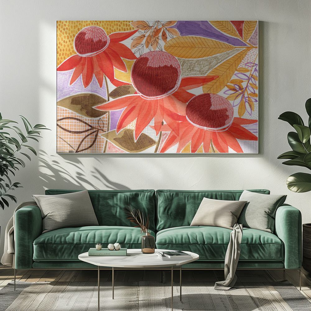 Mehrschichtiges botanisches Aquarell | Leinwand