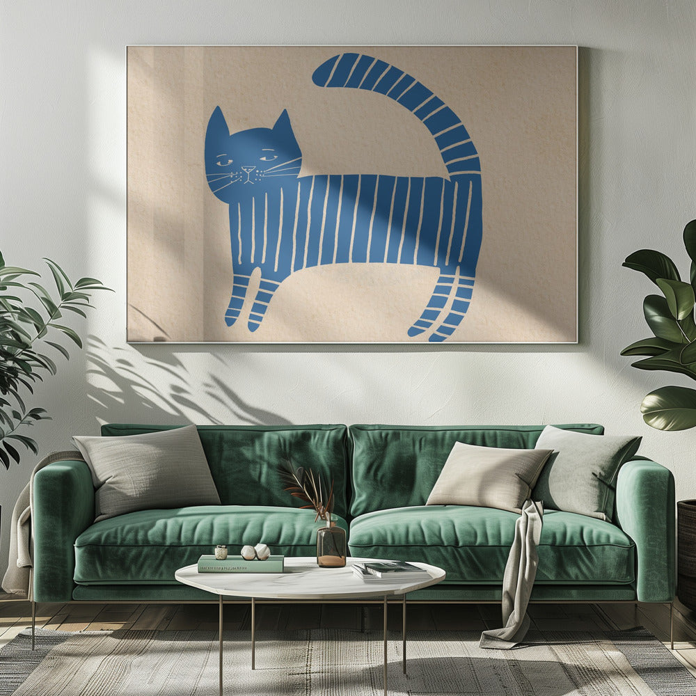 Blaues Katzen-Kinderzimmer | Leinwand